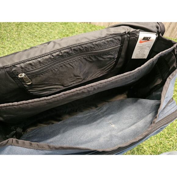 VTG Vintage Nike Crossbody Laptop Messenger Bag Teal Black Backpack Y2K - Picture 8 of 9